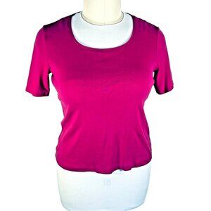 Additions by Chico's XL Women's Tee Shirt Fuschia Pink Scoop Neck Short Sleeve